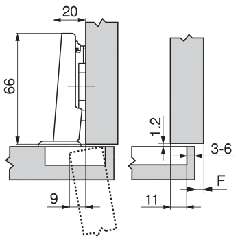 Zawias Blum 100' nakładany modul, 91M2550